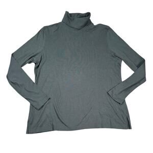 Peruvian Connection Pima Cotton Turtleneck Sweater Womens L Gray Long Sleeve Top